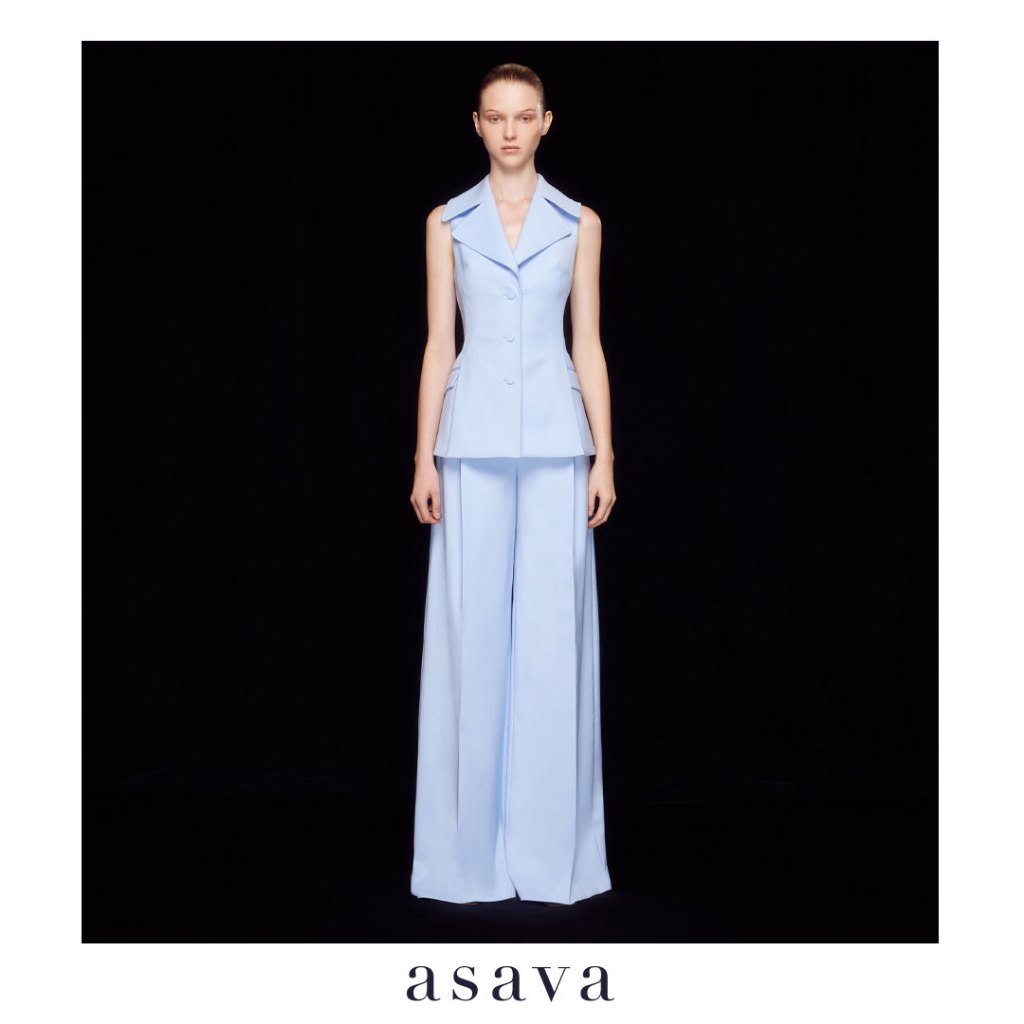 [asava ss24] Marla Wide Leg Pants กางเกงผู้หญิง ขายาว ทรงตรง แต่งจีบหน้า กระเป๋าข้าง ซิปหน้า