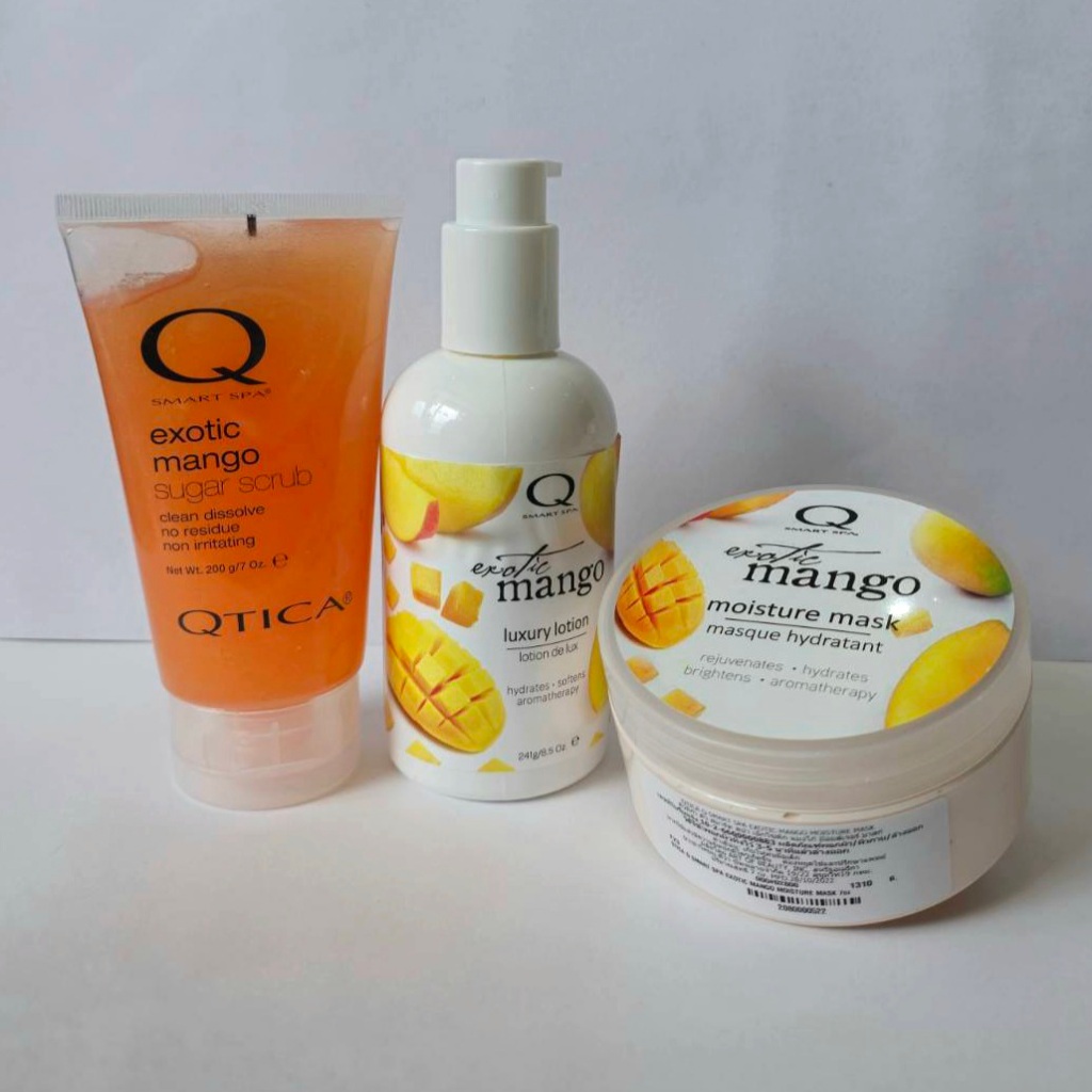 Qtica Spa set mini เซตสปา 3 ชิ้น กลิ่น Exotic Mango ขนาดมินิ ของแท้นำเข้าจากอเมริกา🇺🇲 สปามือ สปาเท้า