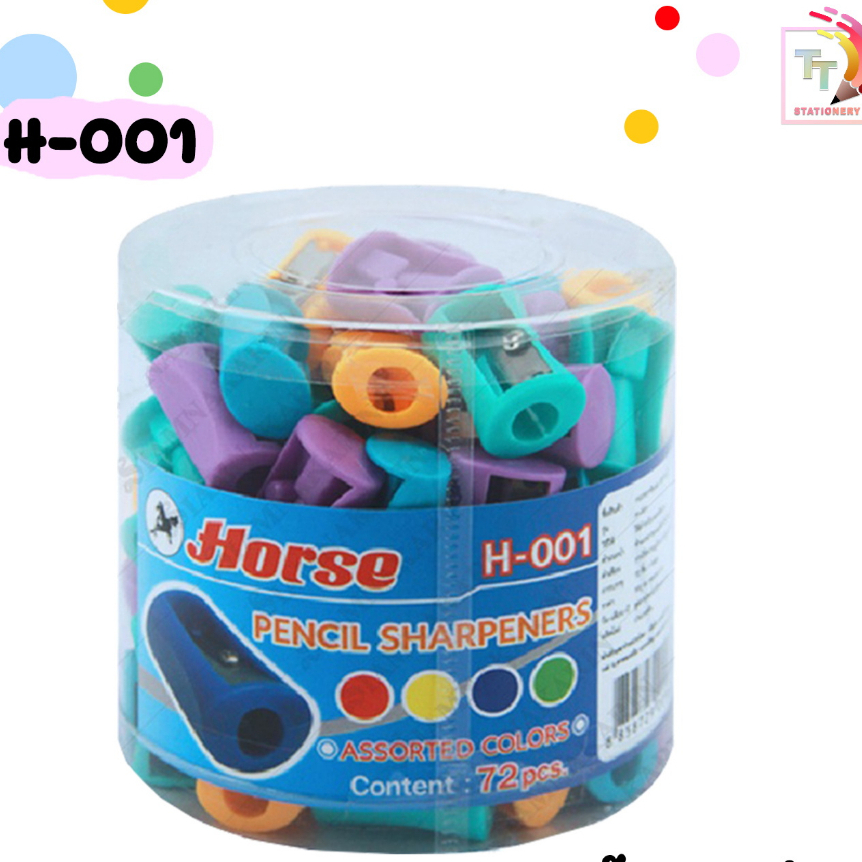 Horse ตราม้า กบเหลาดินสอ พลาสติก H-001 สุ่มสี ( ทรงรี ) จำนวน 1 ตัว