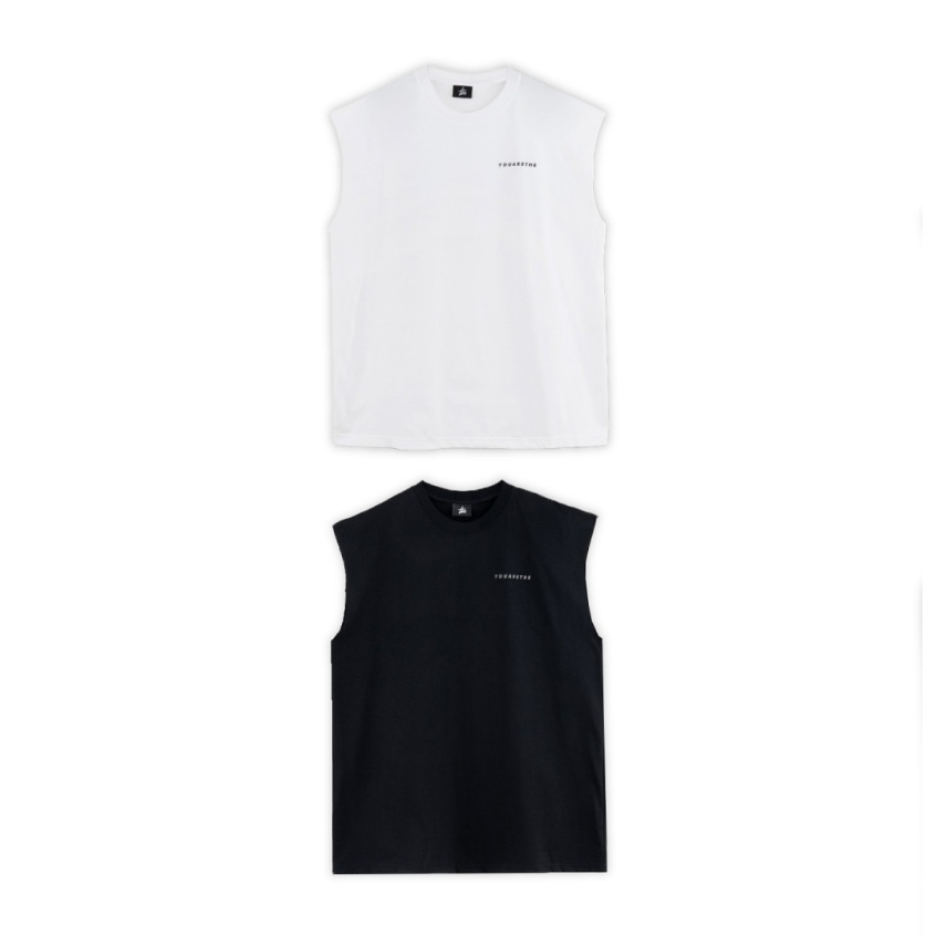 URTHE - เสื้อแขนกุดสีพื้น สกรีน YOUARETHE รุ่น BASIC SLEEVELESS