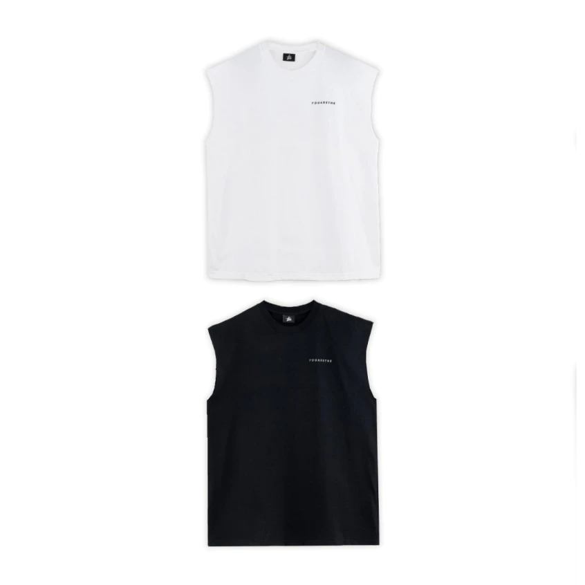 URTHE - เสื้อแขนกุด สีพื้น สกรีนลาย รุ่น BASIC SLEEVELESS
