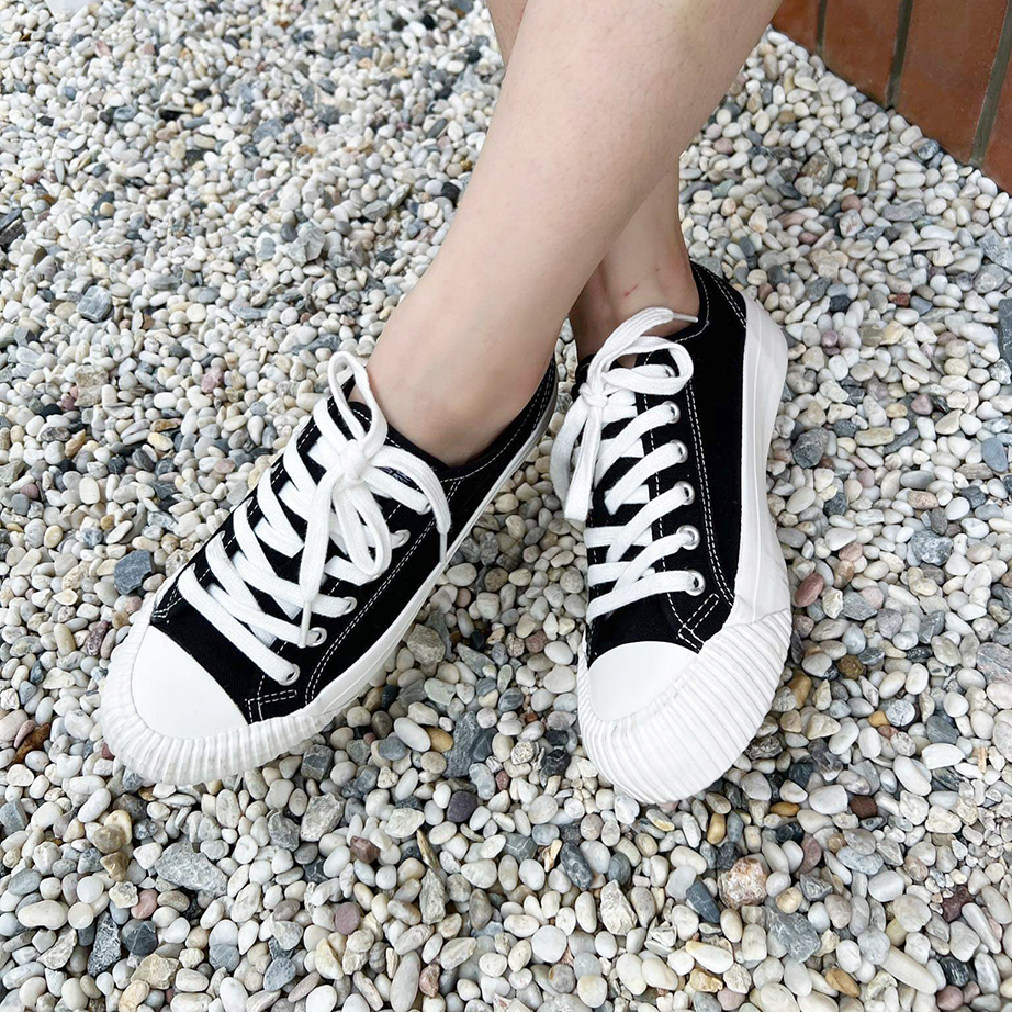KANGOL Sneaker unisex รองเท้าผ้าใบ รุ่น Cookie ผูกเชือก สีดำ, ขาว, กากี, เหลือง, เขียว 69522001
