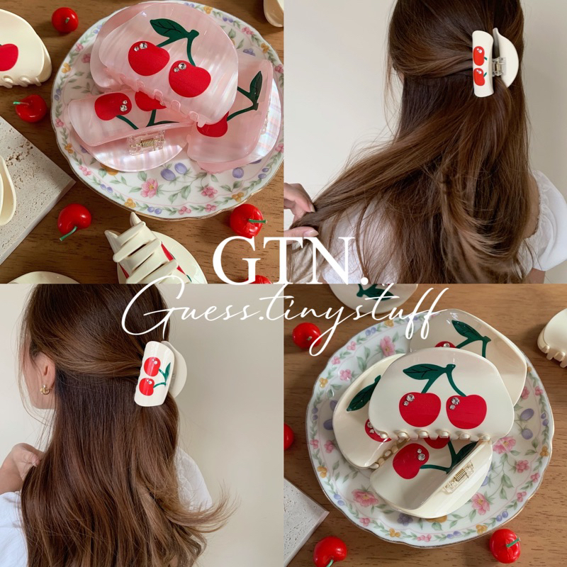 🍒 พร้อมส่งจากไทย 〰️ กิ๊บหนีบผม 🍒🍎🍮 GTN. x 6.5 cm Cherry Bun Hair Claw 💫👀🍒🍧 กิ๊บเชอรี่