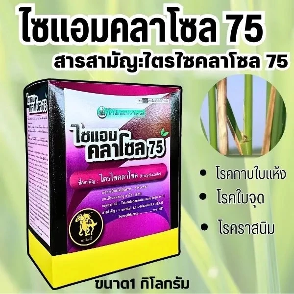 (ยกกล่อง) 10 ซอง ไตรไซคลาโซล ไซแอมคลาโซล สารเดียวกับ บีม 75 ยาเชื้อรา สารป้องกันขจัดโรคพืช