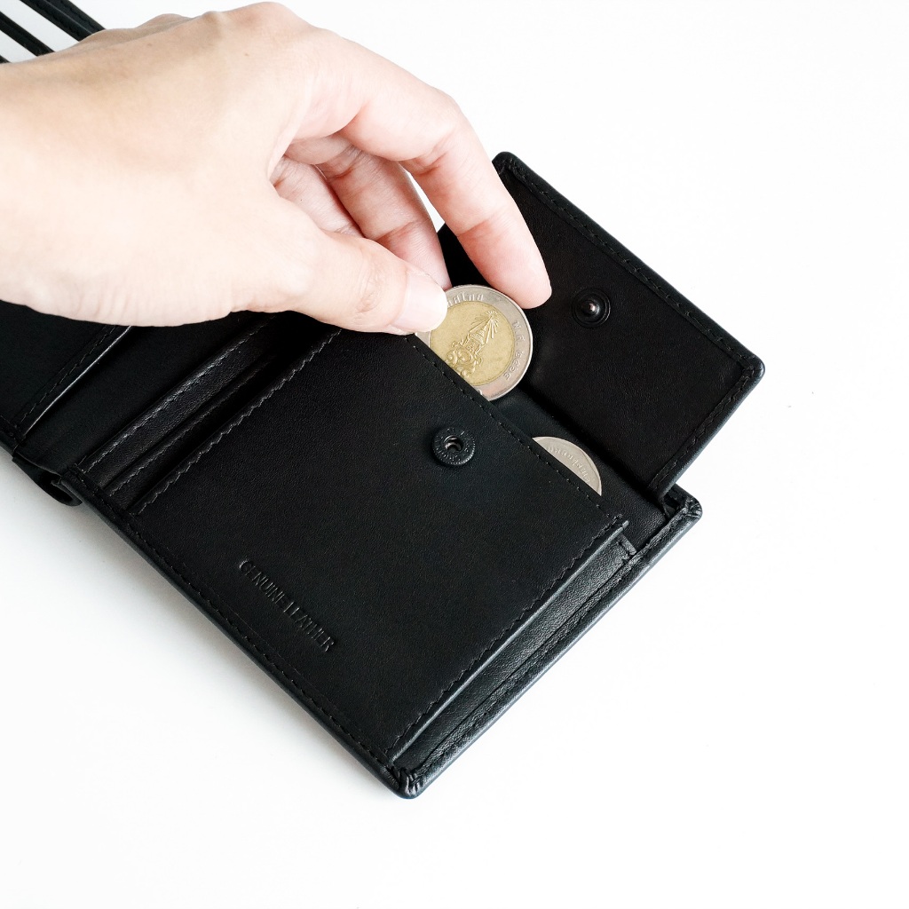 Folio :  Leen coin pocket wallet กระเป๋าสตางค์ใบสั้นสีดำ-รหัส 18073