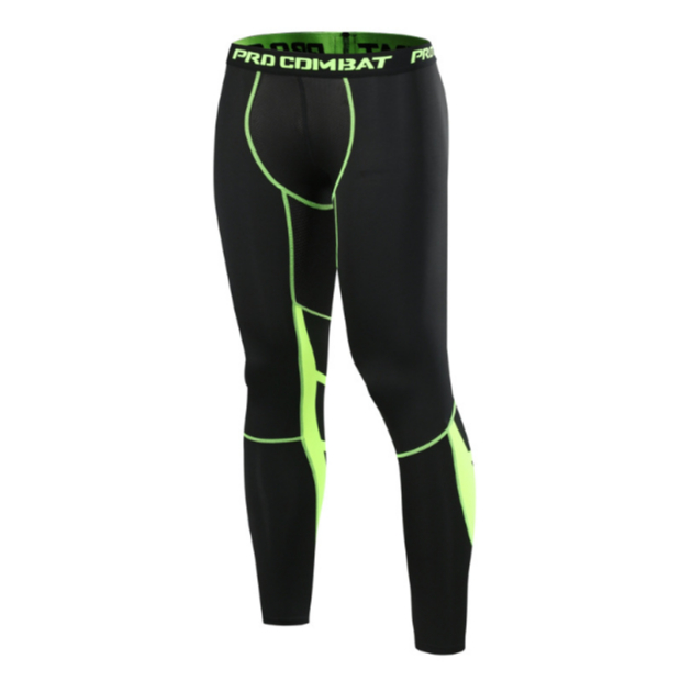 กางเกงรัดกล้ามเนื้อขายาว ดำลายเขียว Pro Combat