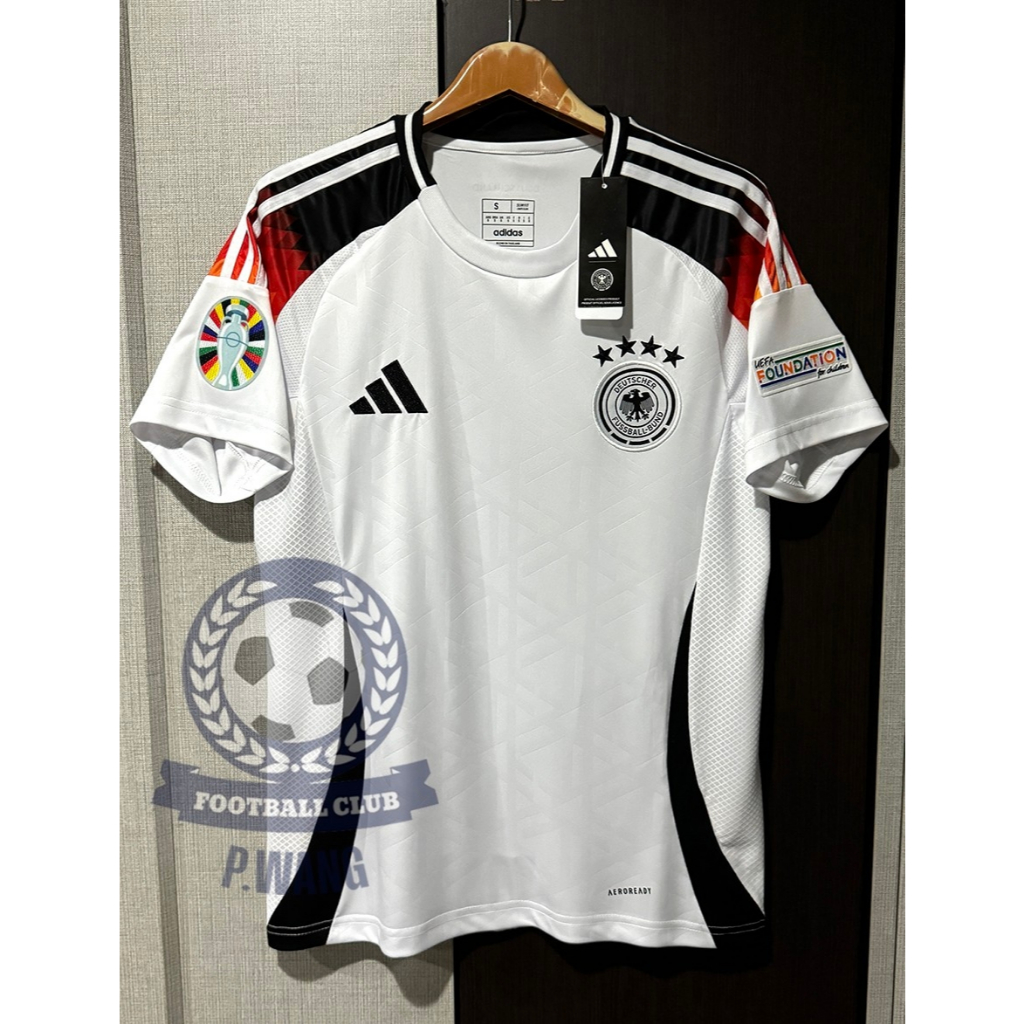 New!! เสื้อฟุตบอล ทีมชาติเยอรมัน Home ชุดเหย้า ยูโร 2024 [ 3A ] เกรดแฟนบอล สีขาว เสื้อเปล่าพร้อมอาร์ม ยูโร 2 ข้าง