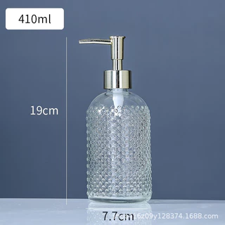 ขวดปั้มแก้วใส 410 ml. หัวปั้มเกรดพรีเมื่ยม สแตนเลส,พลาสติก ทอง,เงิน,ดำ (ส่งจากไทย)