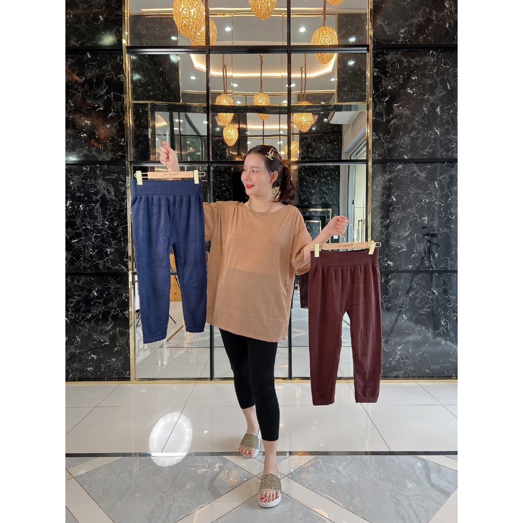 พร้อมส่งกางเกงเลกกิ้ง⚡ผู้หญิง ขายาวครึ่งแข้ง ออกกำลังกาย คนท้อง คนอ้วนเก็บพุง กระชับสัดส่วน ผ้ายืด Freesize B6 - Tiny