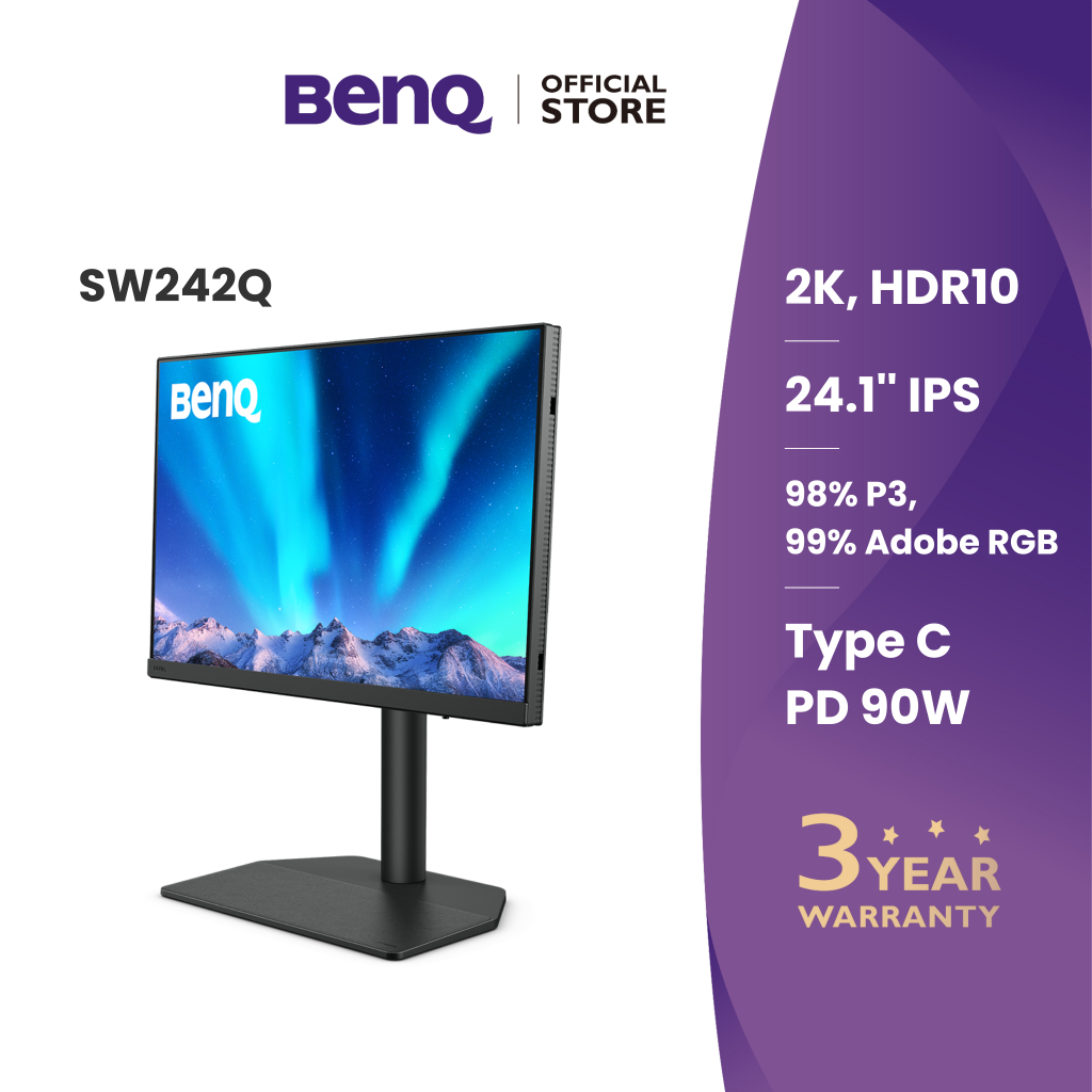 BenQ SW242Q 24นิ้ว 2K IPS AdobeRGB 90W USB-C Photographer Monitor (จอแต่งภาพ)