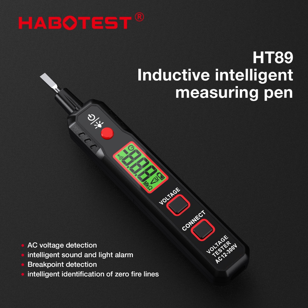 HABOTEST HT89 ปากกาตรวจจับแรงดันไฟฟ้า NCV 12 ~ 300V ปากกา Type เครื่องวัดโวลต์ AC เครื่องทดสอบแรงดัน