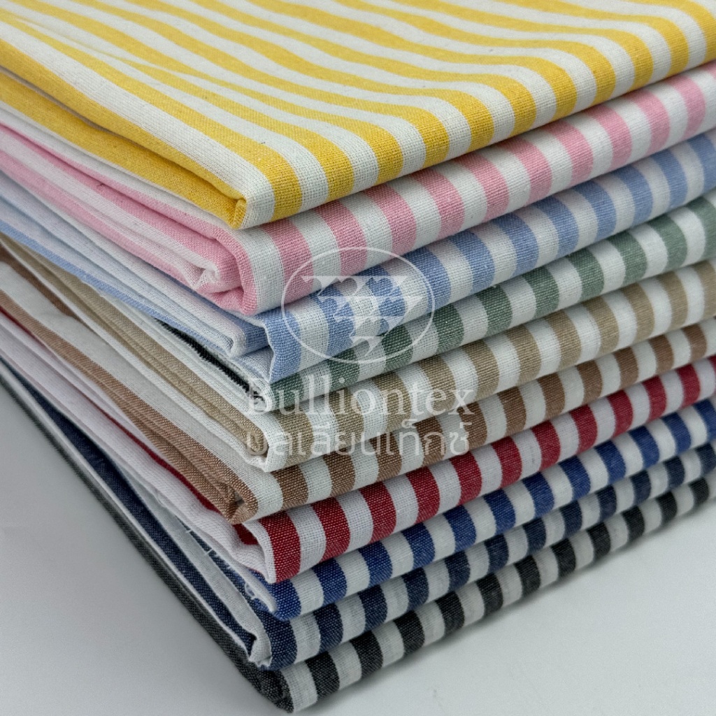ผ้าเฟรนช์ สไตร์ท French Stripe ผ้าลายริ้ว เนื้อสัมผัสนุ่ม ใส่สบายผิว ระบายอากาศดี ขนาด 1 หลา
