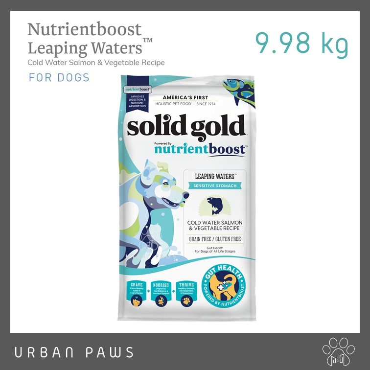 อาหารสุนัข Solid Gold - Nutrient boost Leaping Waters สูตรปลาแซลมอนและผัก ขนาด 9.98 kg.