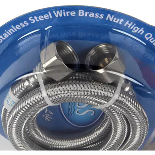 สายน้ำดีสแตนเลส 304 DUSS รุ่น STL 1/2" หัวทองเหลือง สายถักสแตนเลส ทนความร้อน100องศา ยาว 35-150 ซ.ม.