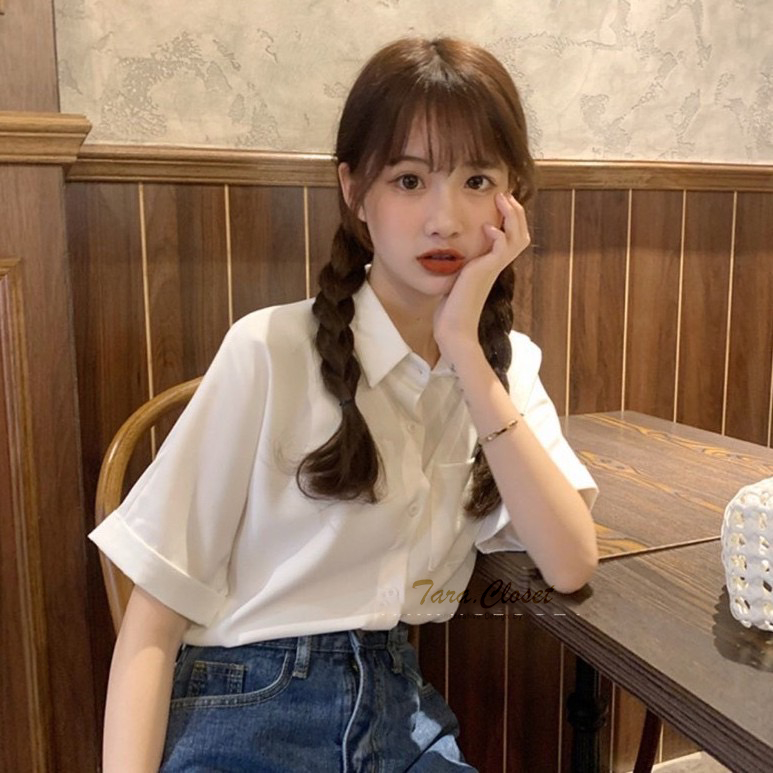 IT033 TARA Shirt เสื้อเชิ้ต คอปก กระดุมหน้า ฝากระเป๋าคู่ แขนยาว  เนื้อผ้าไหมอิตาลี ผ้านุ่ม ผ้าดี ใส่สบาย ไม่ร้อน