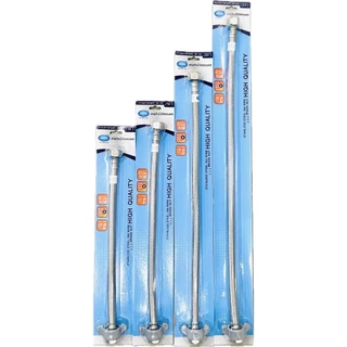 สายน้ำดีสแตนเลส 304 DUSS รุ่น STL 1/2" หัวทองเหลือง สายถักสแตนเลส ทนความร้อน100องศา ยาว 35-150 ซ.ม.