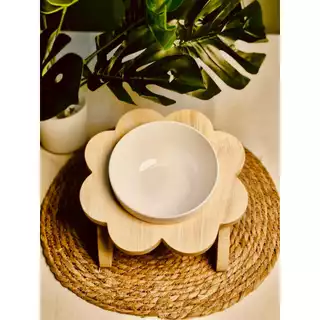 Pets Enjoy มาใหม่โต๊ะวางชามอาหารรุปดอกไม้ mini พร้อม ถ้วยขนาด5นิ้ว สำหรับสัตว์เลี้ยง