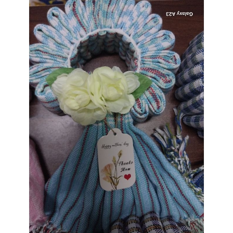 มาลัยผ้าพันคอทอมือคละสีกล่องสีน้ำตาลพร้อมดอกไม้+ฟรีป้ายแท็ รูปที่ 8