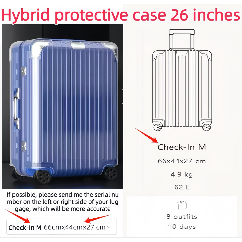 เหมาะสำหรับ Rimowa Hybridฝาครอบป้องกันโปร่งใสกระเป๋าเดินทาง rimowa Limbo ผ้าคลุมกระเป๋าเดินทาง ใสกันน้ำ