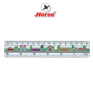HORSE ตราม้า ไม้บรรทัดพลาสติก 6 นิ้ว ลายแฟนซีบ้าน จำนวน 1 อัน