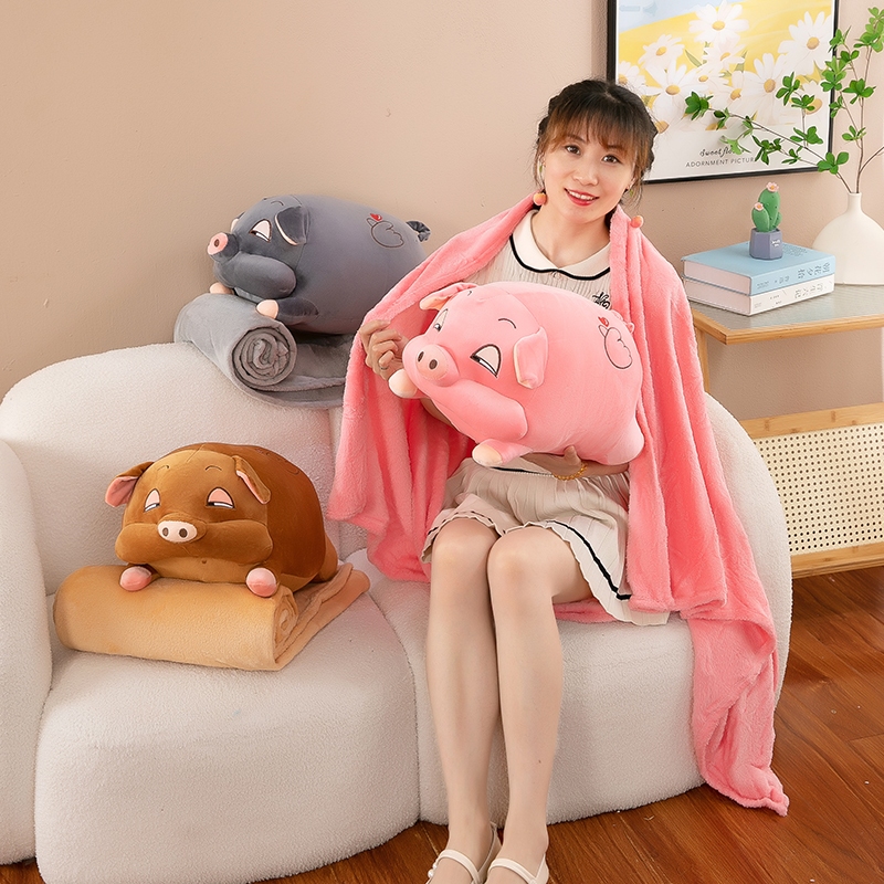 ผ้าห่ม ผ้าห่มหมู หมอน หมอนหมู ขนาดผ้าห่ม 100*150 cm ผ้าห่มขนแกะปะการัง