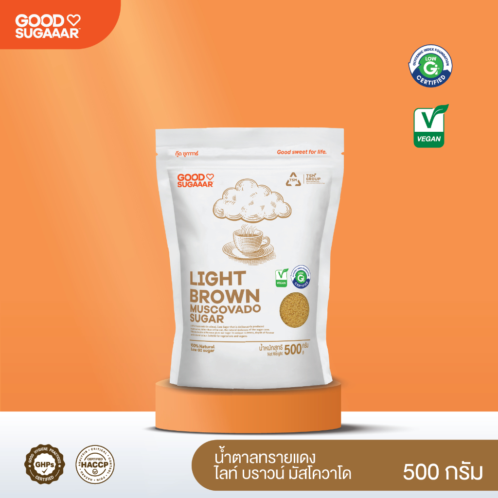 น้ำตาลทรายแดง ไลท์ บราวน์ มัสโควาโด Light Brown Muscovado Sugar 500 กรัม