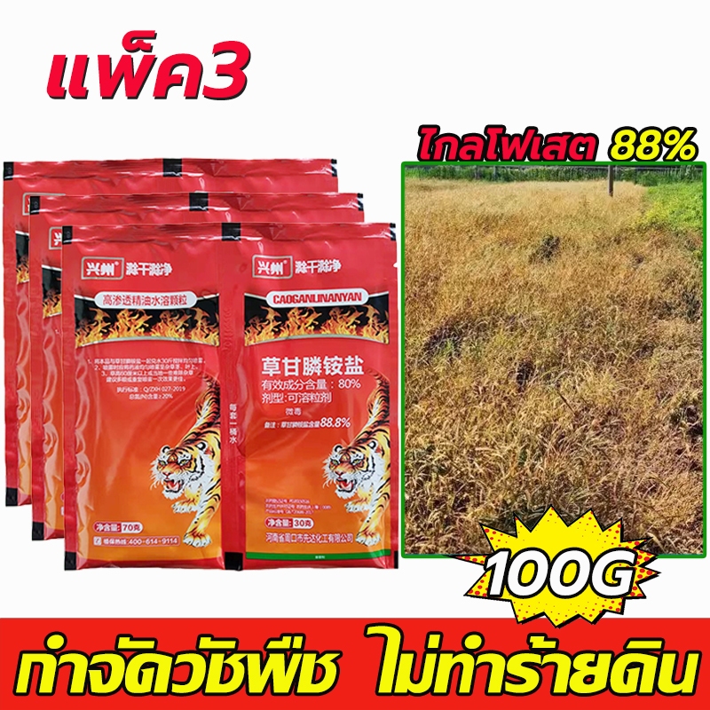 แพ็ค3 สารกำจัดวัชพืช ผงกำจัดหญ้าและวัชพืช ประสิทธิภาพเยี่ยม น้ำหนัก 100g
