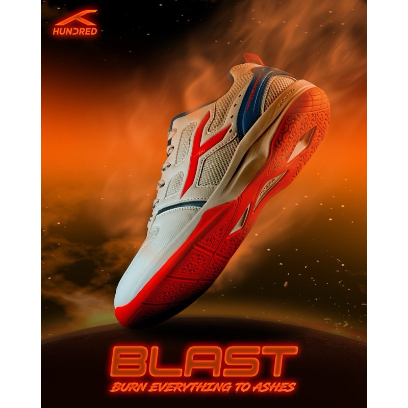 Hundred รองเท้าแบดมินตัน รุ่น BLAST หน้ากว้าง 4E เบา สวมใส่สบาย