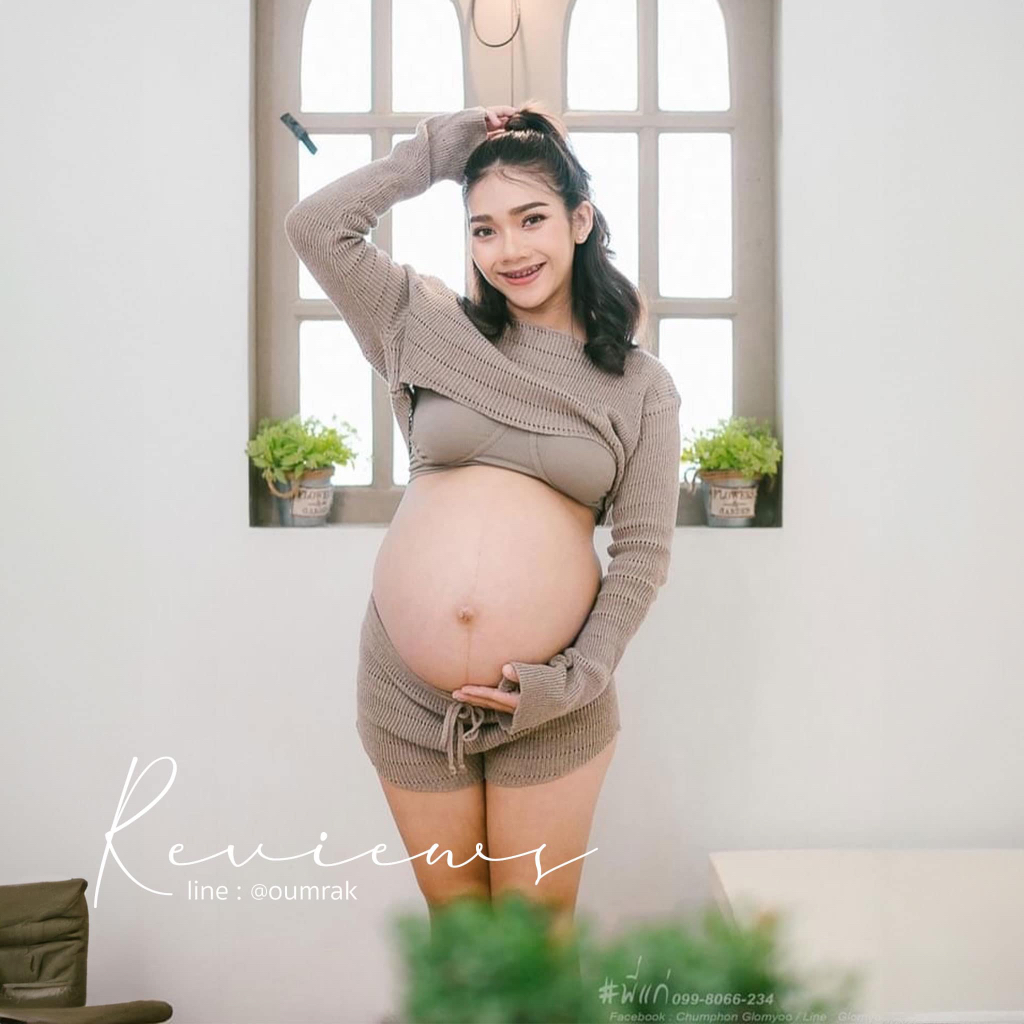 ( STUDIO 3  ชิ้น )  กางเกง + เสื้อคลุมเอวลาย + ยกทรง P049