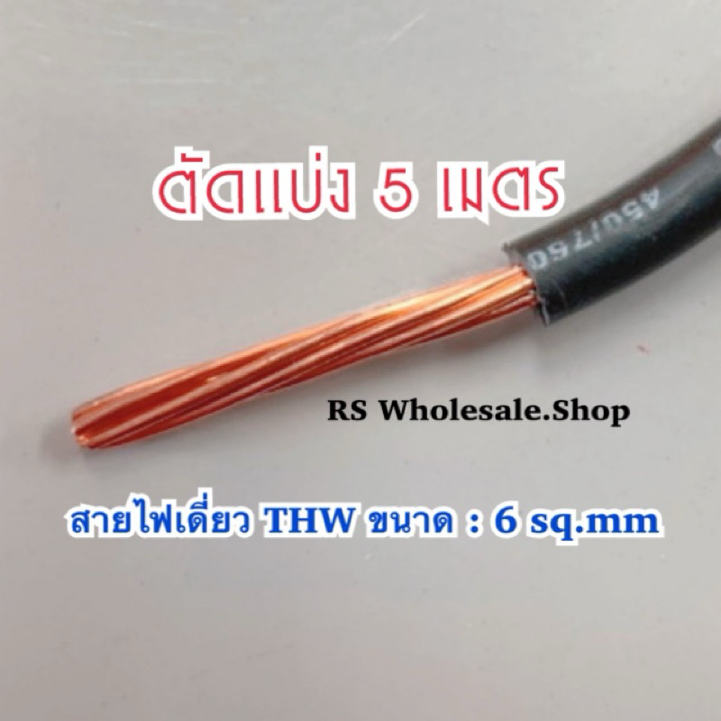 สายไฟเดี่ยว ทองแดงแท้ THW ขนาด 6 sq.mm ยาว 5 เมตร