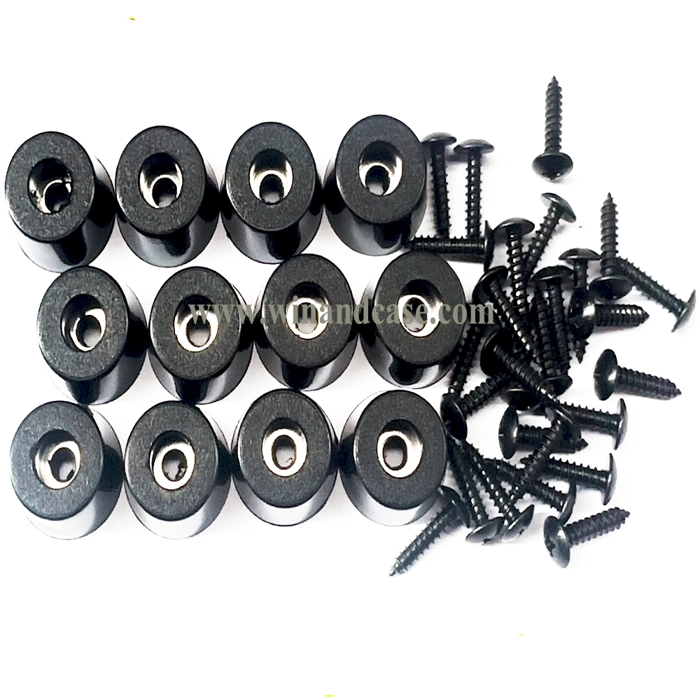 ลูกยาง พลาสติก PVC ขนาด 21x17x11 มม.พร้อมสกรูเกลียวปล่อยชุบดำ 6x5/8 นิ้ว รองกล่อง รองตู้ลำโพงบูลทูธ
