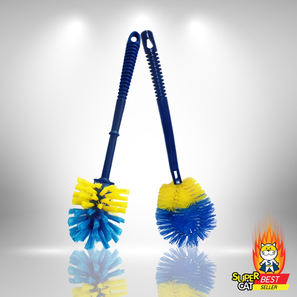 [8419] แปรงขัดโถส้วม หัวกลม ปั่นเกลียว (แพ็คคู่) SUPERCAT ขนแปรงแข็งแรง น้ำหนักเบา ทำความสะอาดง่าย