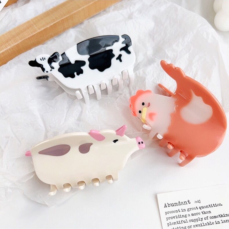 พร้อมส่ง!🇹🇭 ราคา/ชิ้น กิ๊บรูปไก่ วัว หมู ขนาดต่างๆ กิ๊บหนีบผมอะคริลิค 3D สีสันสดใส สุดน่ารัก เนื้องานเกาหลี เกรดพรีเมียม