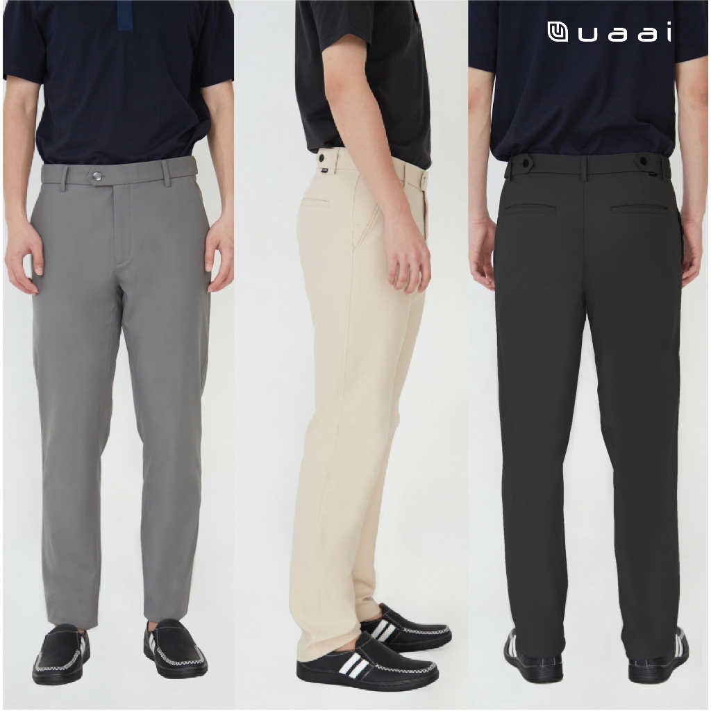 (Decon) กางเกงขายาว Perfect Fit ผ้าสะท้อนน้ำยืดหยุ่นกระชับทรง Perfect pants with adjustable waist