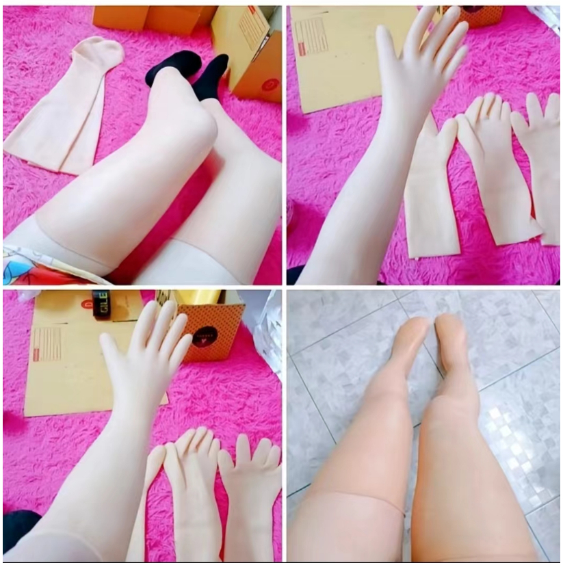 ถุงมือซิลิโคน 1 คู่ & ถุงเท้าซิลิโคน 1 คู่ & ฝาครอบโมเดลมือ/เท้า 1 คู่, หน้ากากเท้ากำจัดผิวหนังที่ตายแล้ว, ขัดผิว, ให้คว