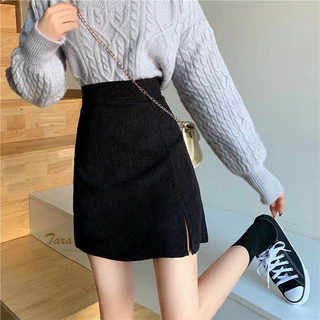 LF008 TARA SKIRT กระโปรงเอวสูง ทรงเอ ผ่าข้าง ซิปข้าง เนื้อผ้าลูกฟูก ผ้าดี ใส่สบาย ไม่ร้อน