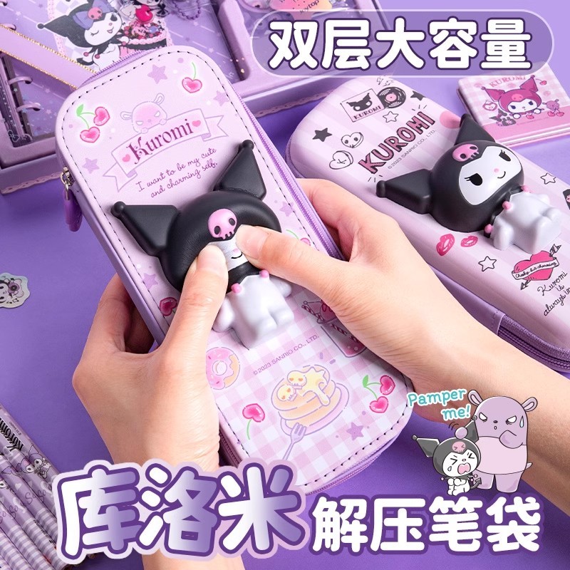 กระเป๋าดินสอ สกุชชี่ 3D Sanrioแท้ หน้านิ่ม กดเล่นได้ กล่องดินสอ ช่องเยอะ น่ารัก ลายการ์ตูน ซานริโอ้ - รูปที่ 3