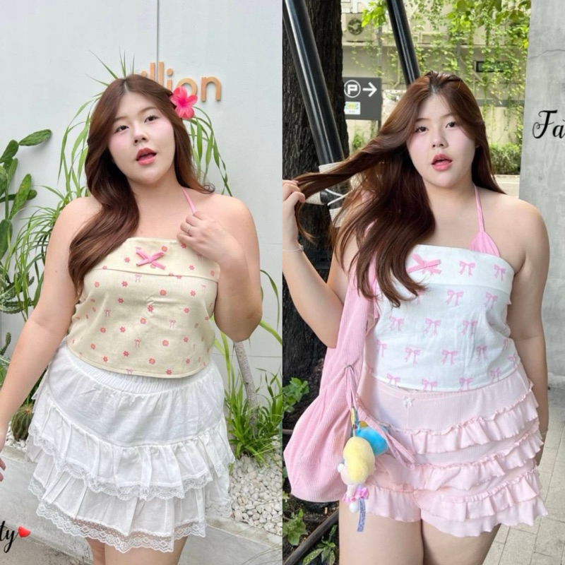 เกาะอก (แต่งเชือกผูกคล้องคอ) เกาะอกสาวอวบ อก40-48นิ้ว plussize