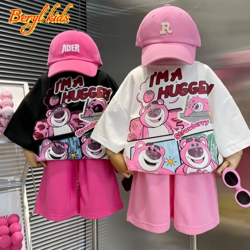 Beryl kids🌸ชุดเด็กผู้หญิง น่ารักๆ🎀ชุดสูทแขนสั้นเด็ก ชุดเซ็ทหมีล็อตโซ่ ลำลอง 2ชิ้น สไตล์เกาหลี ฤดูร้อน