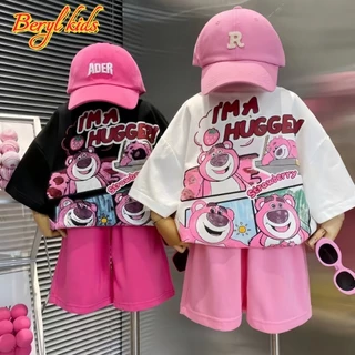 Beryl kids🌸ชุดเด็กผู้หญิง น่ารักๆ🎀ชุดสูทแขนสั้นเด็ก ชุดเซ็ทหมีล็อตโซ่ ลำลอง 2ชิ้น สไตล์เกาหลี ฤดูร้อน