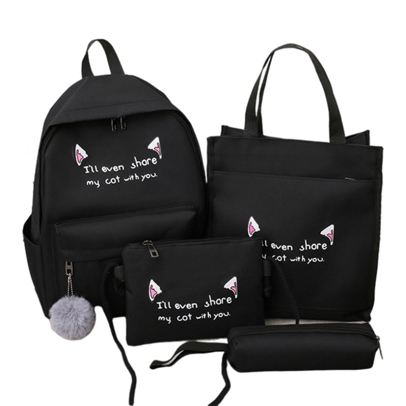 MSYU กระเป๋าเป้สะพายหลัง Set 4 ชิ้น สุดคุ้ม สีดำ สีเทา