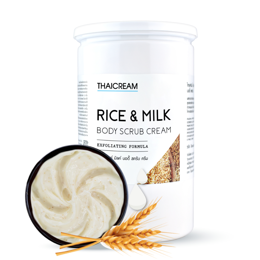 Thaicream สครับมิลค์โปรตีน&ข้าว 1กิโล สครับขัดผิว ขัดขี้ไคล ไทยครีม Rice Milk Body Scrub สครับนมข้าว