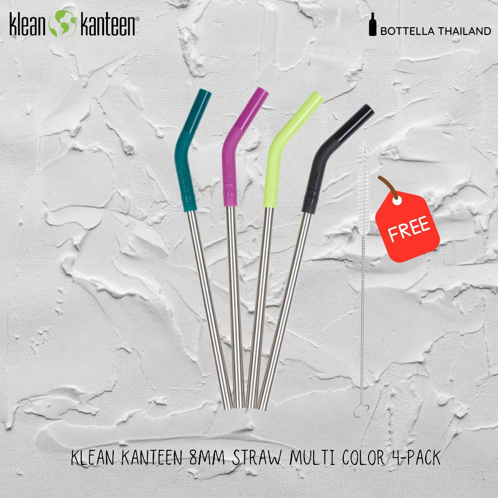 Klean kanteen 8MM Straw Multi color 4-pack หลอดสแตนเลส ปลายซิลิโคน เกรดอาหาร