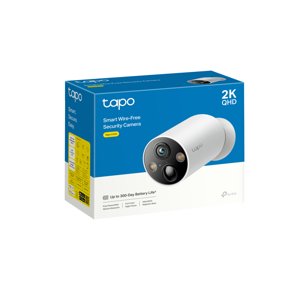 TP-Link Tapo C425 กล้องวงจรปิดไร้สาย 2K QHD IP66 ภาพสีกลางคืน มีAI ตรวจจับ แบตอึด