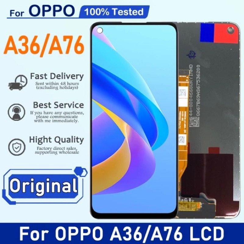 หน้าจอ LCD display สำหรับ OPPO A36 LCD PESM10ทัชสกรีน Digitizer ประกอบสำหรับ OPPO A76อะไหล่เปลี่ยนหน้าจอ CPH2375 LCD