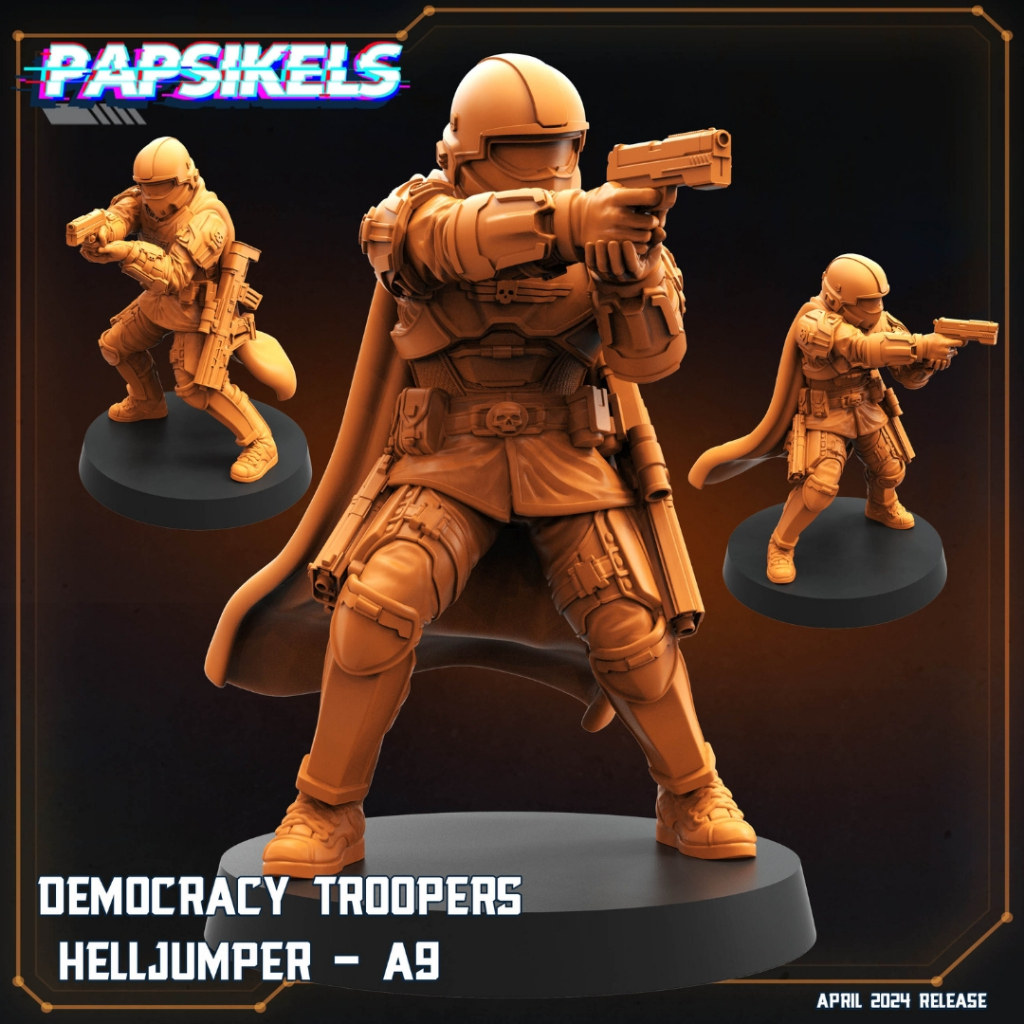 Helljumper A9 - Democracy Troopers - Humanoid Human / 32mm scale 3D printed miniature PSK