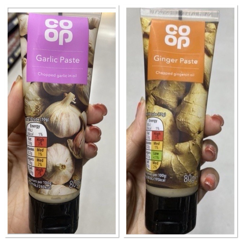 CO-OP Garlic Paste 80g. Chopped Garlic in oil / Ginger Paste 80g. Chopped ginger in oil