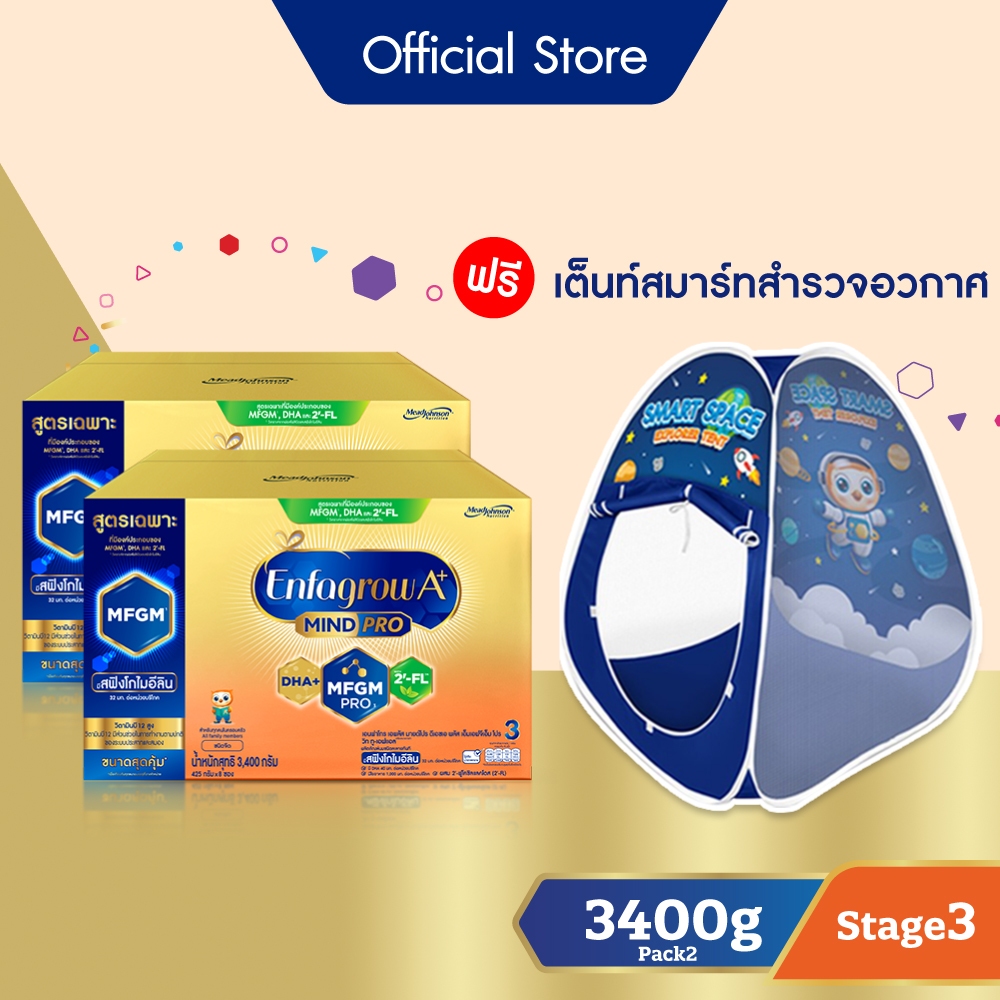 [รับของขวัญในเซ็ท] นมผง เอนฟาโกร เอพลัส มายด์โปร สูตร3 ชนิดจืด (3400 กรัม) x2 กล่อง รับฟรี เต็นท์สมาร์ทสำรวจอวกาศ