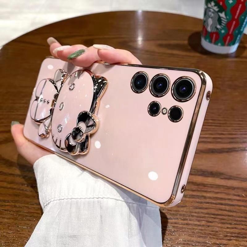 เคส ขาตั้ง กระจก คิตตี้ สำหรับ Samsung S26 S26Plus S26Ultra S24Ultra S24FE S25FE S24 S23Ultra เคสฝาหลัง แบบน่ารัก KKK