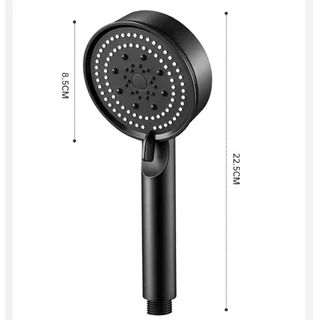 BAANHARDWARE ฝักบัวอาบน้ำ ปรับได้ 5 ระดับไม่มีสนิม แรงดันสูง มีอุปกรณ์สาย+ที่แขวน MA-F-018BK